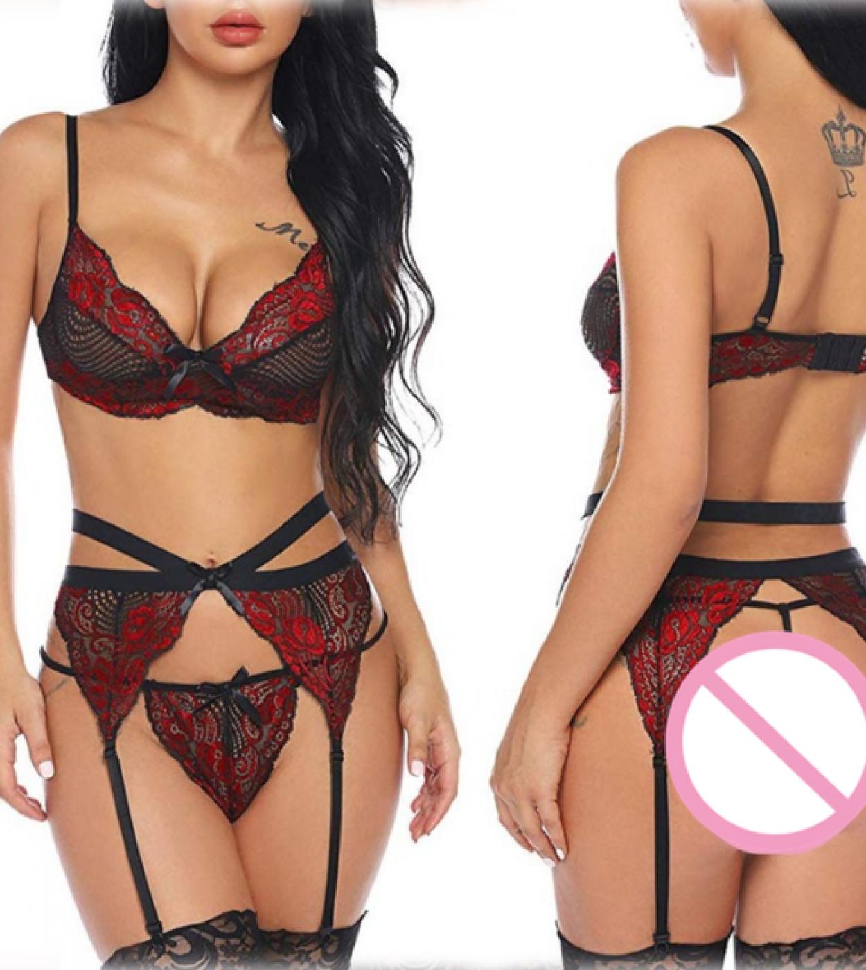 Sexy Lace Lingerie Set See-through Bra Panties Suit Exotic Apparel