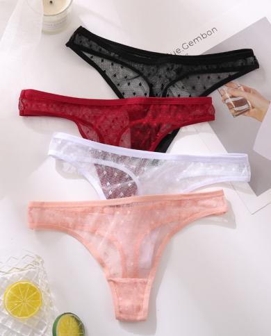 Panties Flower Embroidered See Through Briefs Women Low Waist Underwear G  String Porno Hollow Out Underpants Panty