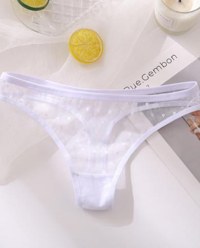 Panties Flower Embroidered See Through Briefs Women Low Waist Underwear G  String Porno Hollow Out Underpants Panty