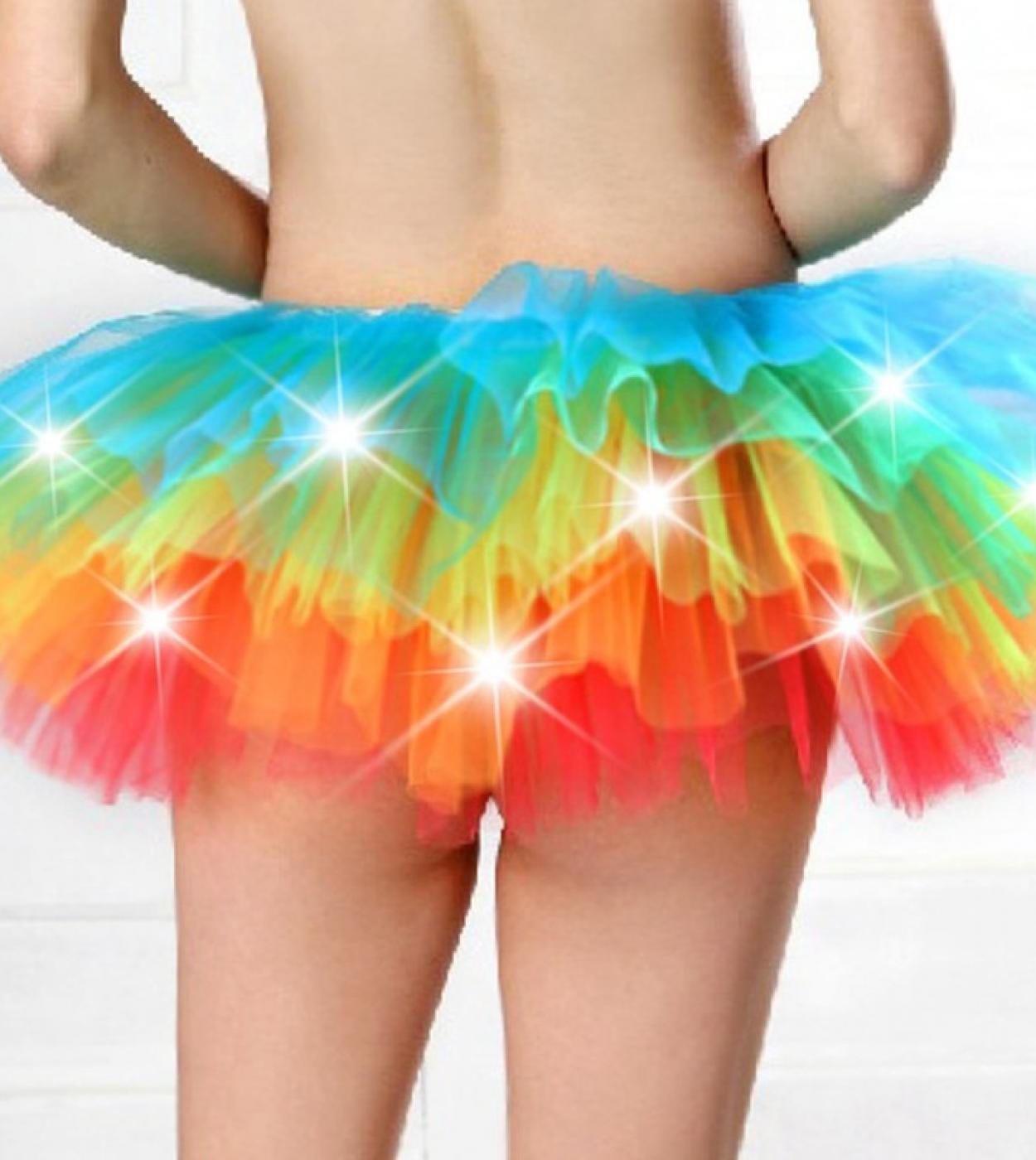 Miniskirt With Led Light Porno Cosplay Lingerie Sensual Woman Underwear Stage  Show Mesh Tutu Skirt Nightclub Costumeba