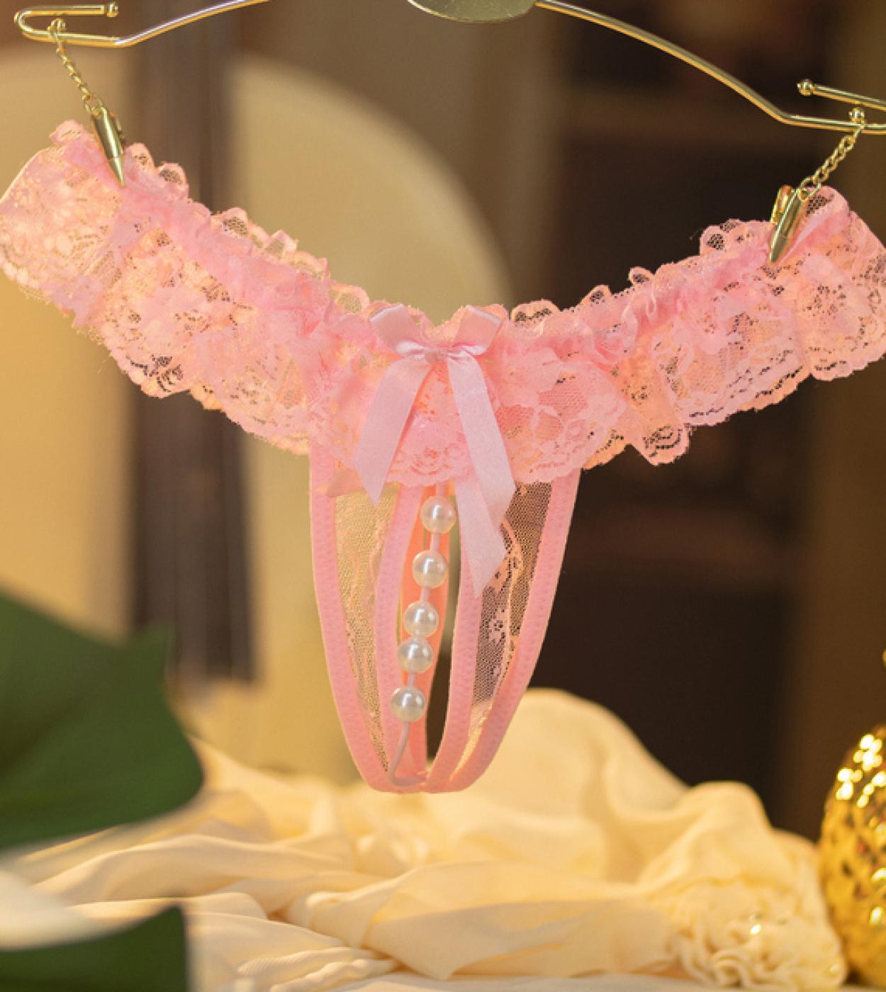 Women's Lace Pearl Luxurious Panties Underwear Thongs Lingerie G