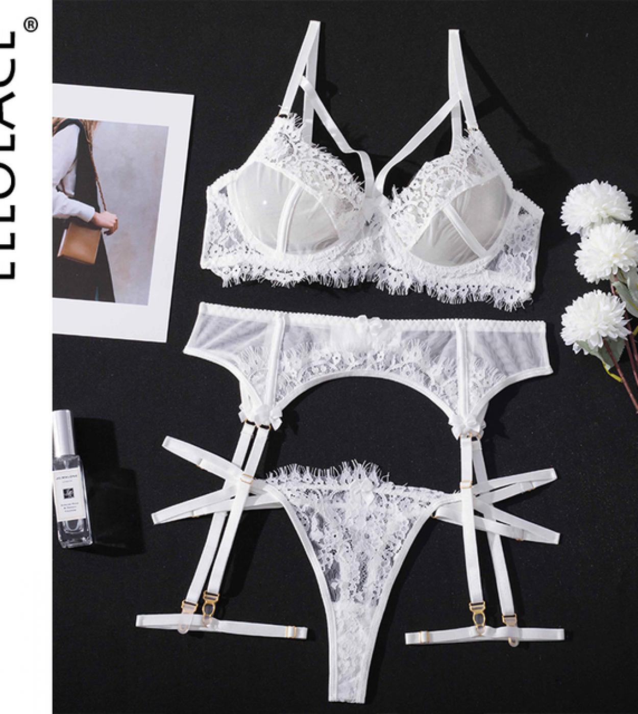 Ellolace Lingerie Lace Underwear 4pieces White Lingery Women