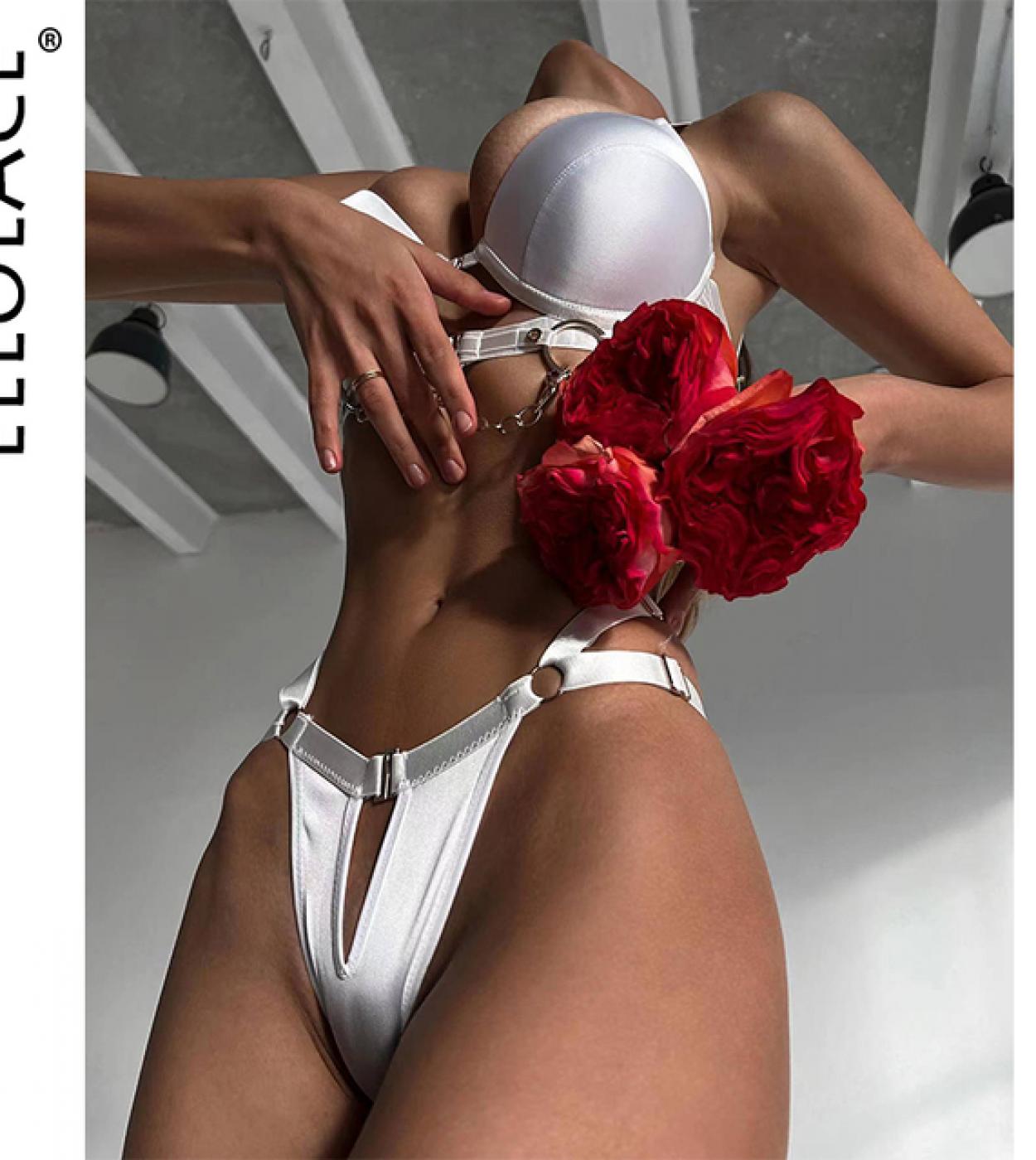 Ellolace Crotchless Lingerie Luxury Push Up Bra Fancy Underwear Uncensored  Set Women 2 Piece White Intimate Bilizna Out
