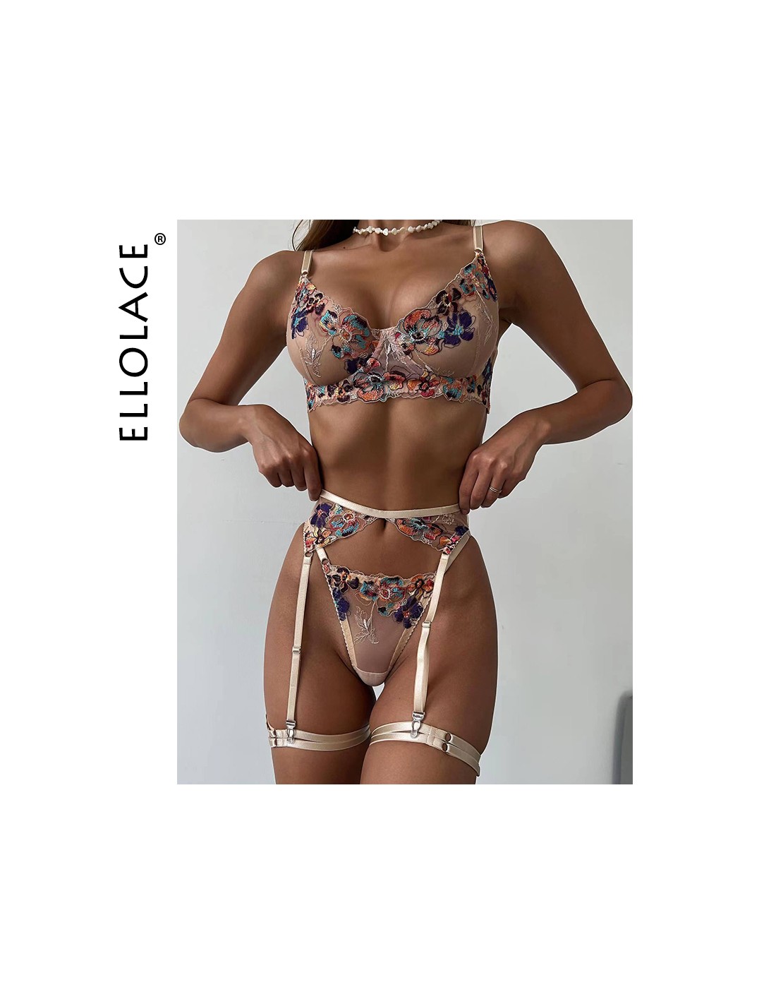 Ellolace Floral Transparent Fancy Lingerie Lace Sexy Sensual Push Up  Underwear Set Underwire Bra Garters Thongs Sex Intimate Q0705 From  Sihuai03, $10.47
