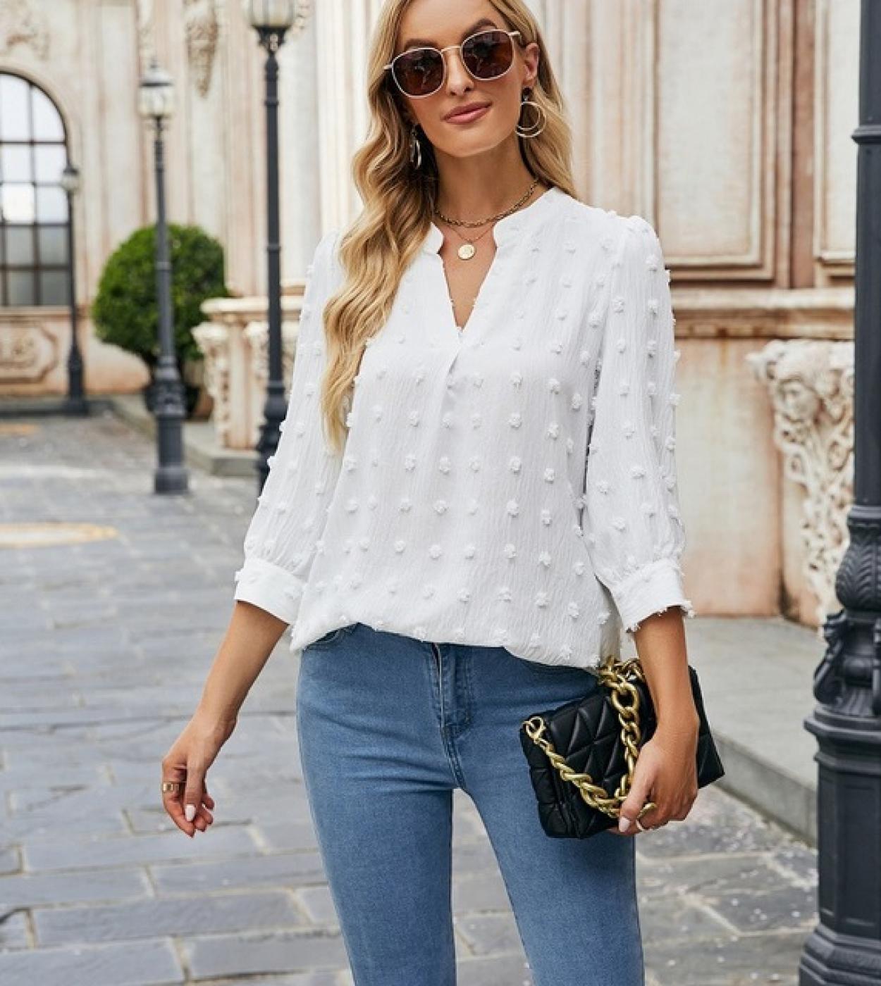 Con qué frecuencia antiguo Contrapartida Blusa blanca elegante Vintage para mujer, blusa holgada informal de gasa  para mujer, blusas holgadas de oficina de tres cuartos