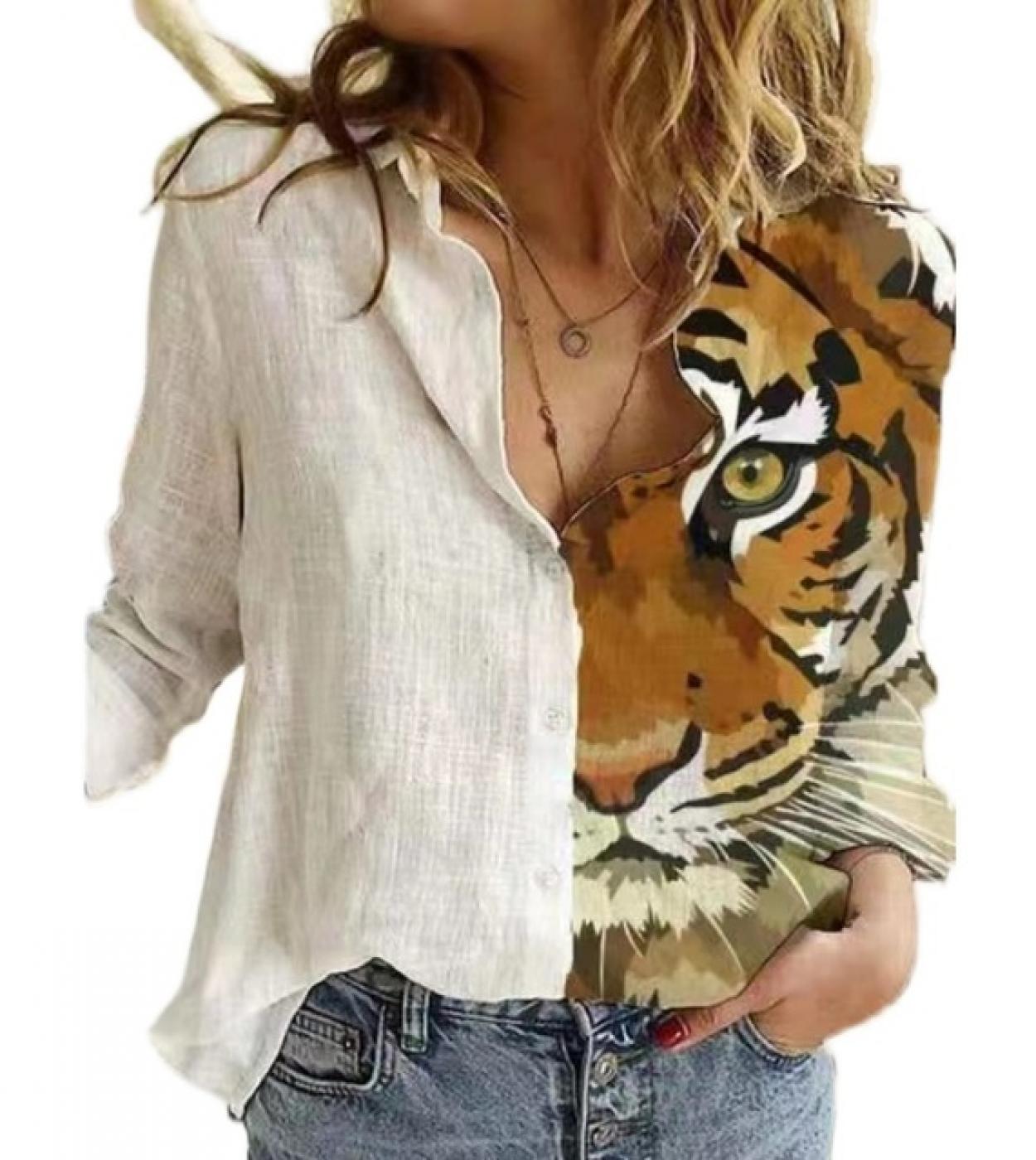 Vintage Animal Printed Blouse Casual Long Sleeve Floral Womens Shirts  Casual Cotton Linen Lady Tops Women Clothing Blus