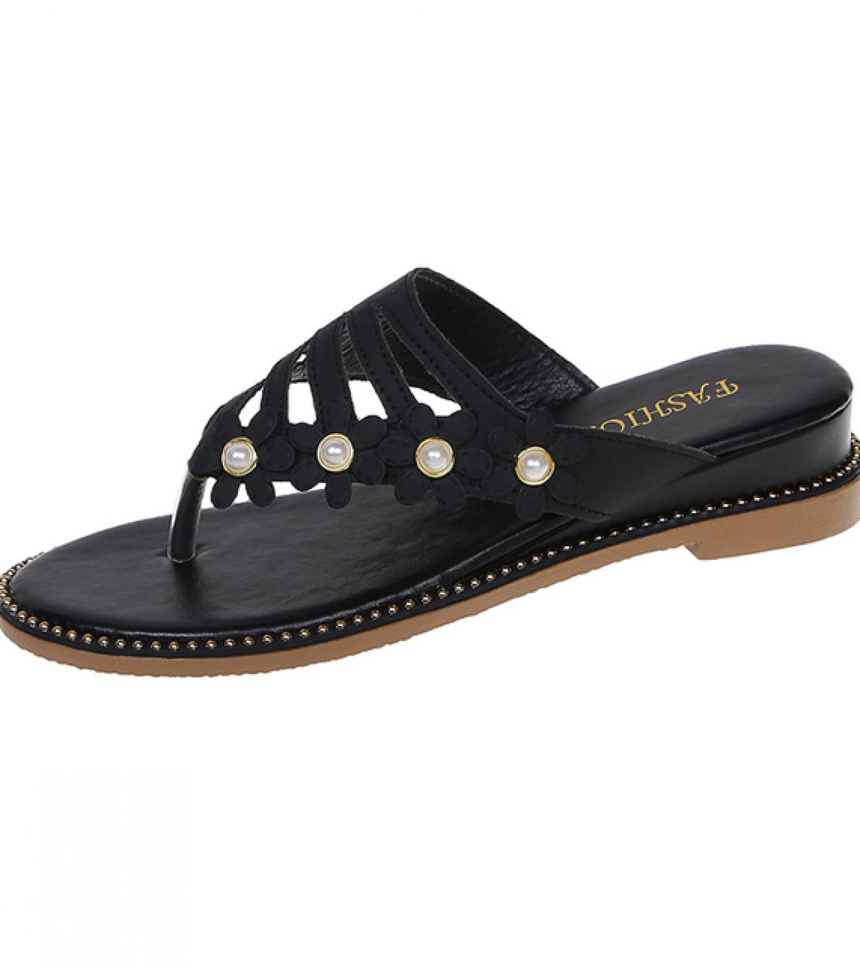 Ladies Breathable Fashion Women Sandals Open Toe Flat Black in