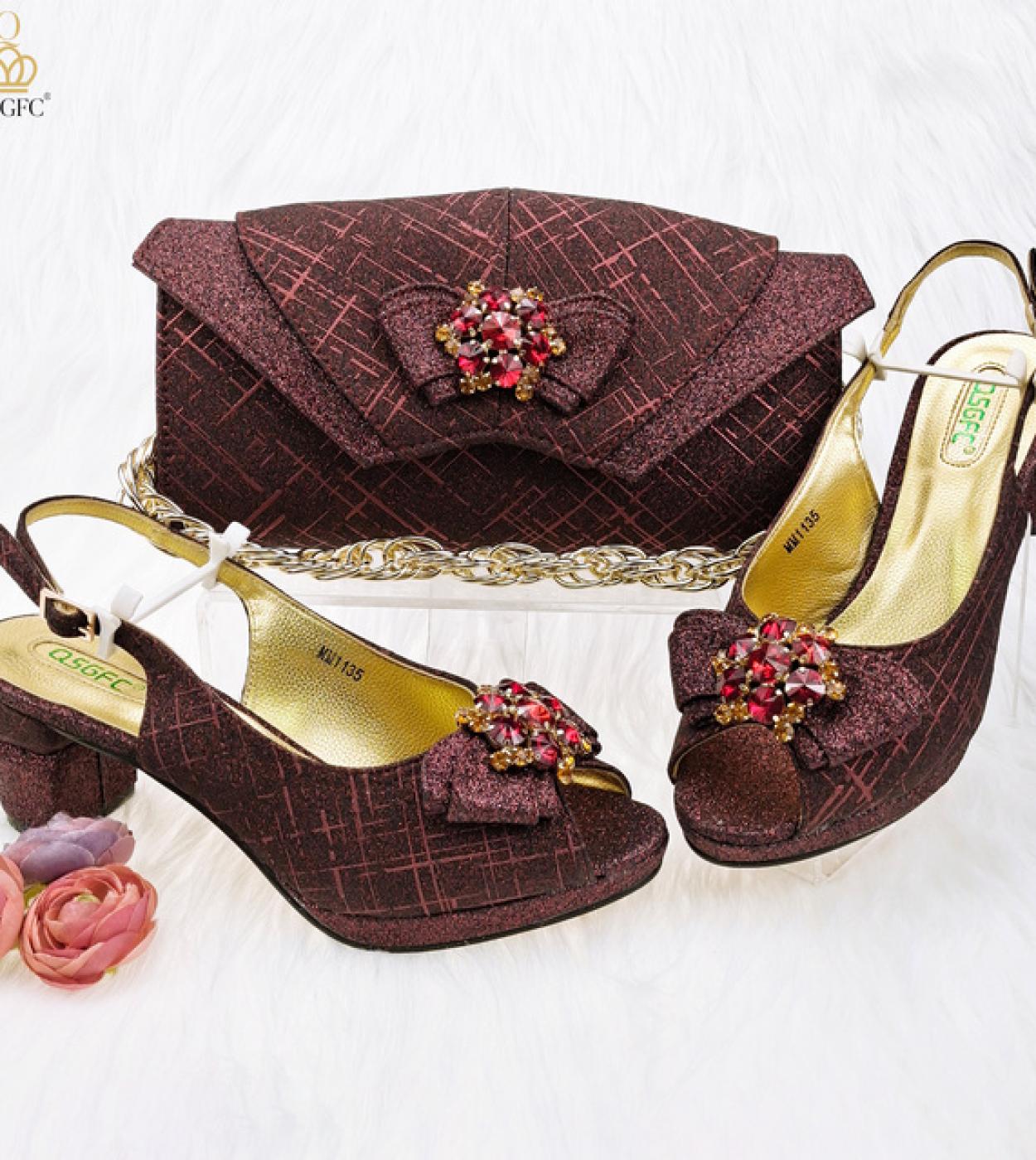 New Arrival Italian Shoes with Matching Bags Set Decorated with