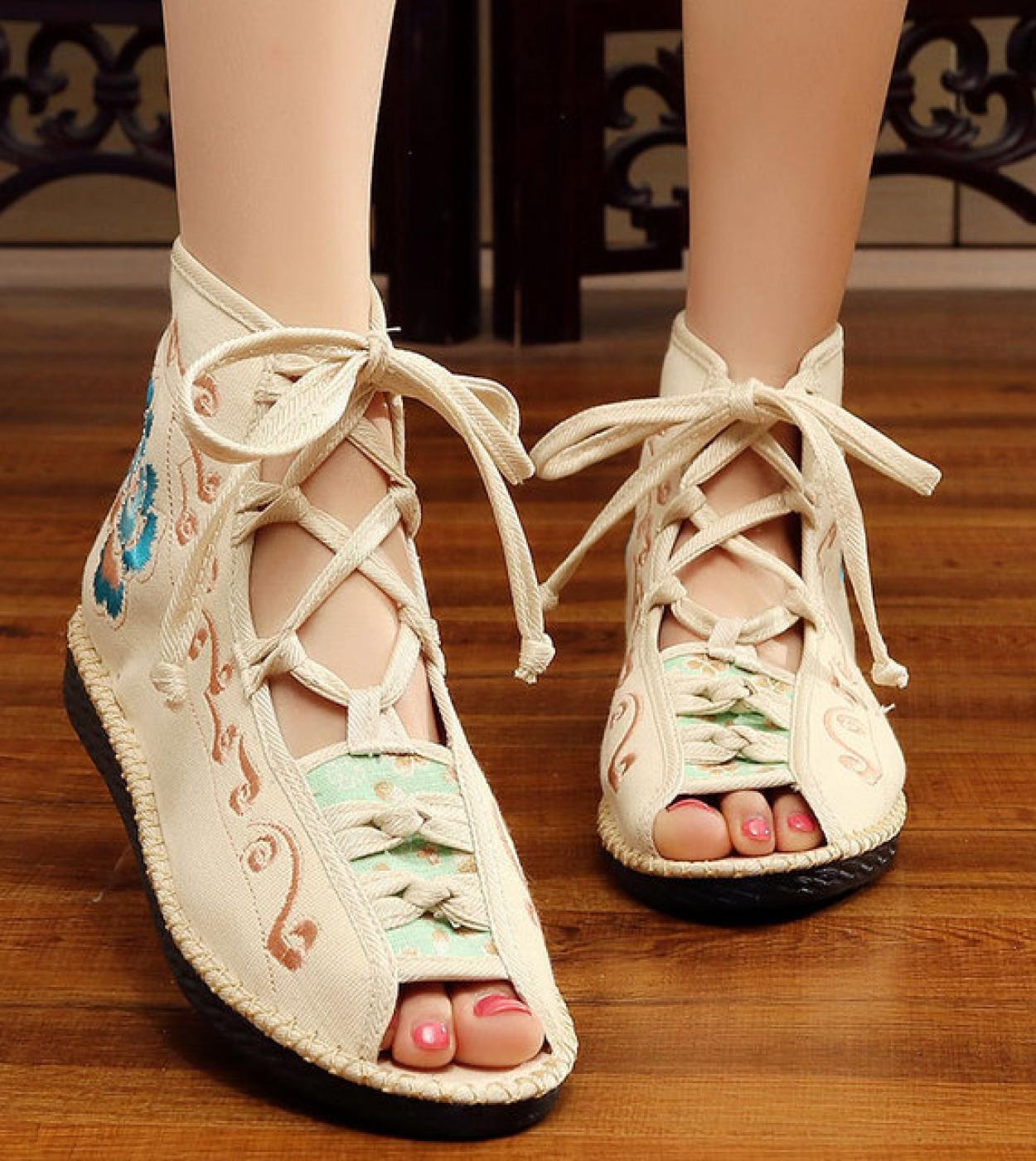 Comemore Women Canvas Sandals Tennis Shoes Spring Summer Ladies Flat  Sandials Embroidery China Lady Footwear 2022 Free S