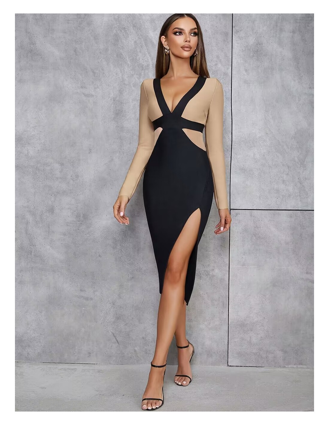 Deep v neck sale bandage dress