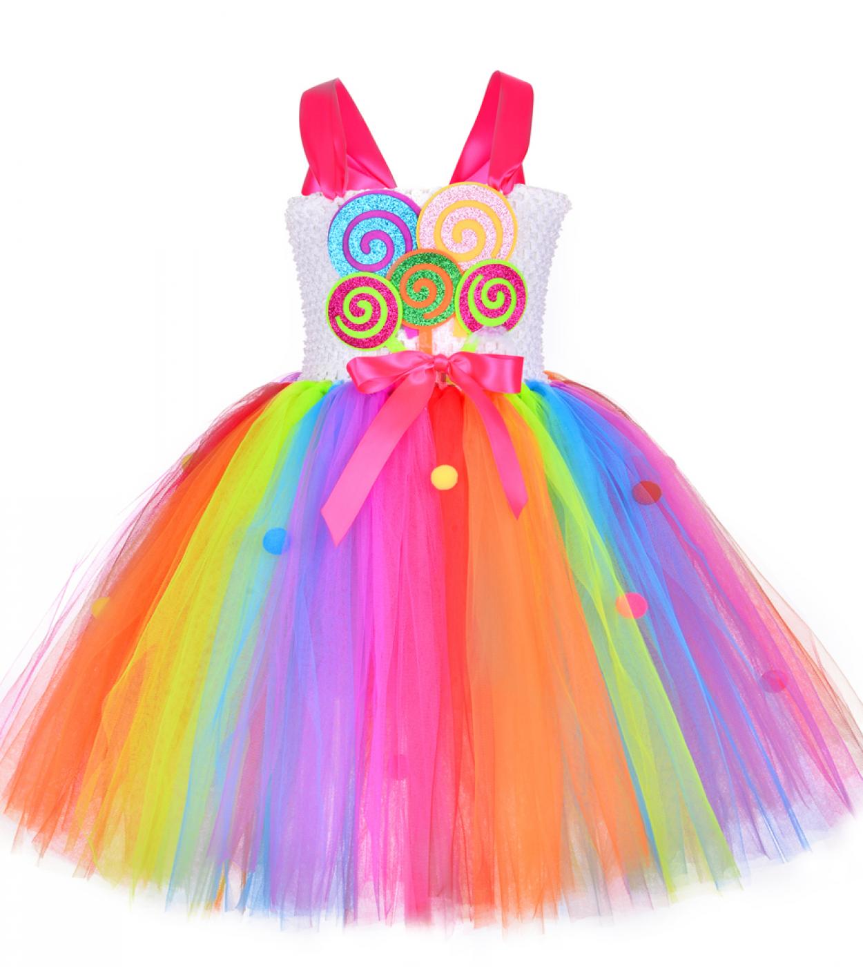 Princesse bonbons robe pour fille sucette Prium carnaval fête vêtements  enfants Cosplay fantaisie arc-en-ciel licorne Costume tenues 3-10Y