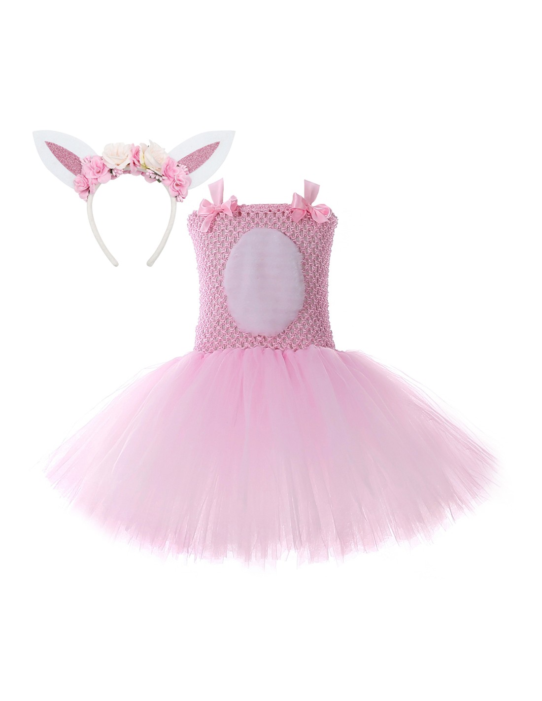 Vestito Costume Bambina Carnevale Adorabile coniglietto di Pasqua Cosplay  Cute Plush Coniglio Orecchie Abito da festa in rete Costume Vestito Bambina