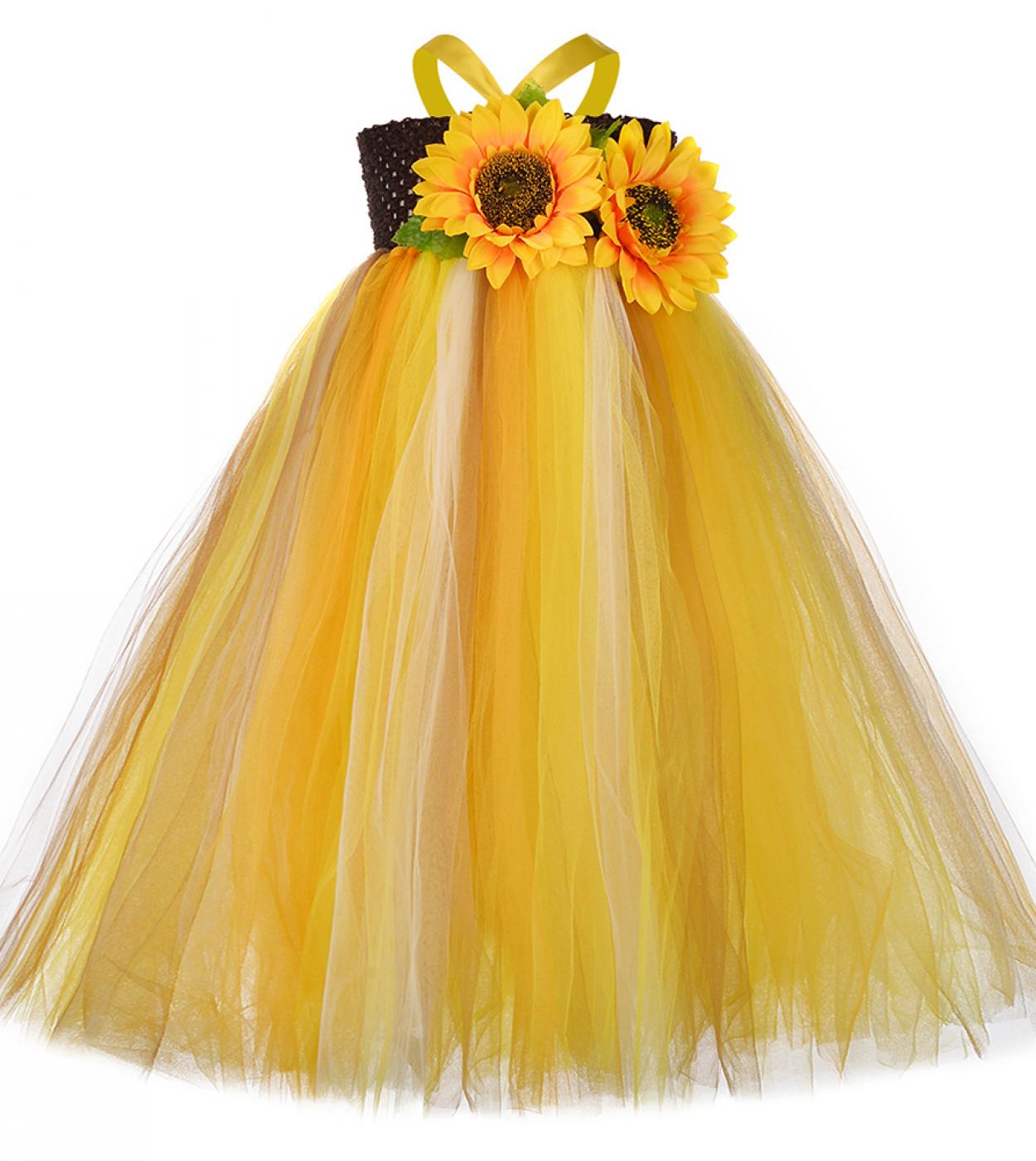 Vestido largo de girasol Niñas Calabaza Espantapájaros Espantapájaros  Disfraz de girasol Niñas Niños Cospaly Vestidos