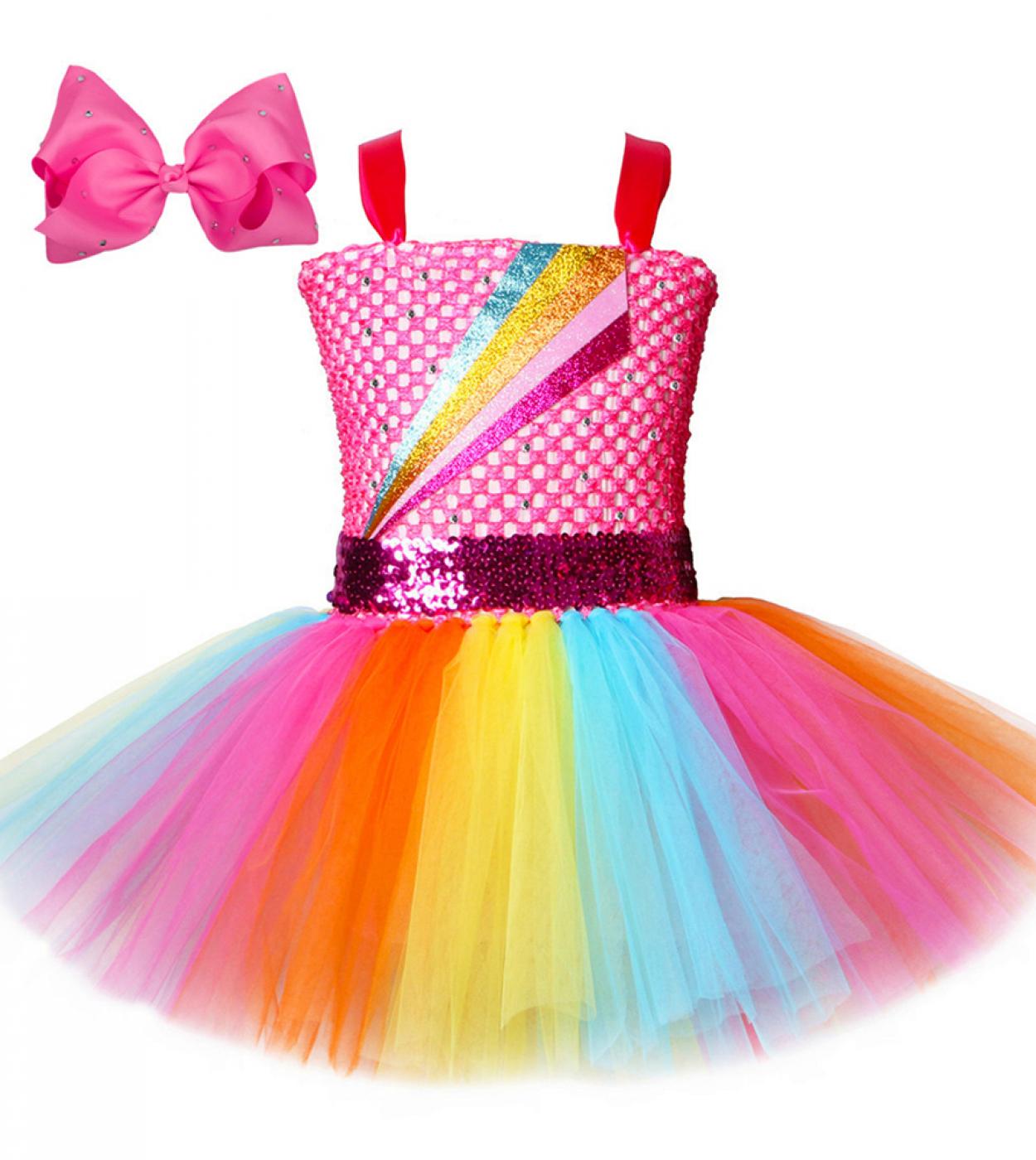 Jojo Siwa, vestido tutú para niñas con lazos, vestidos de princesa arcoíris para  niñas, trajes de cumpleaños para niños, disfrac