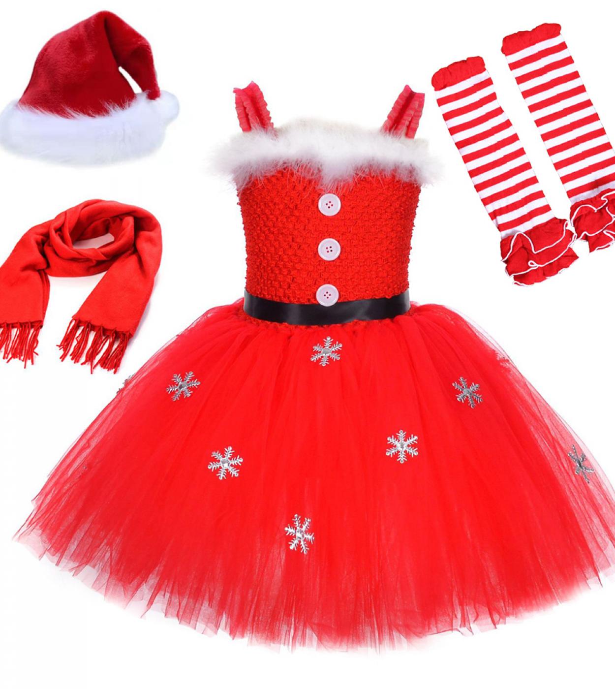 Disfraces de Navidad de Papá Noel para niñas Vestido de tutú de Navidad  para niños Vestidos de princesa de Año Nuevo Niños Miss