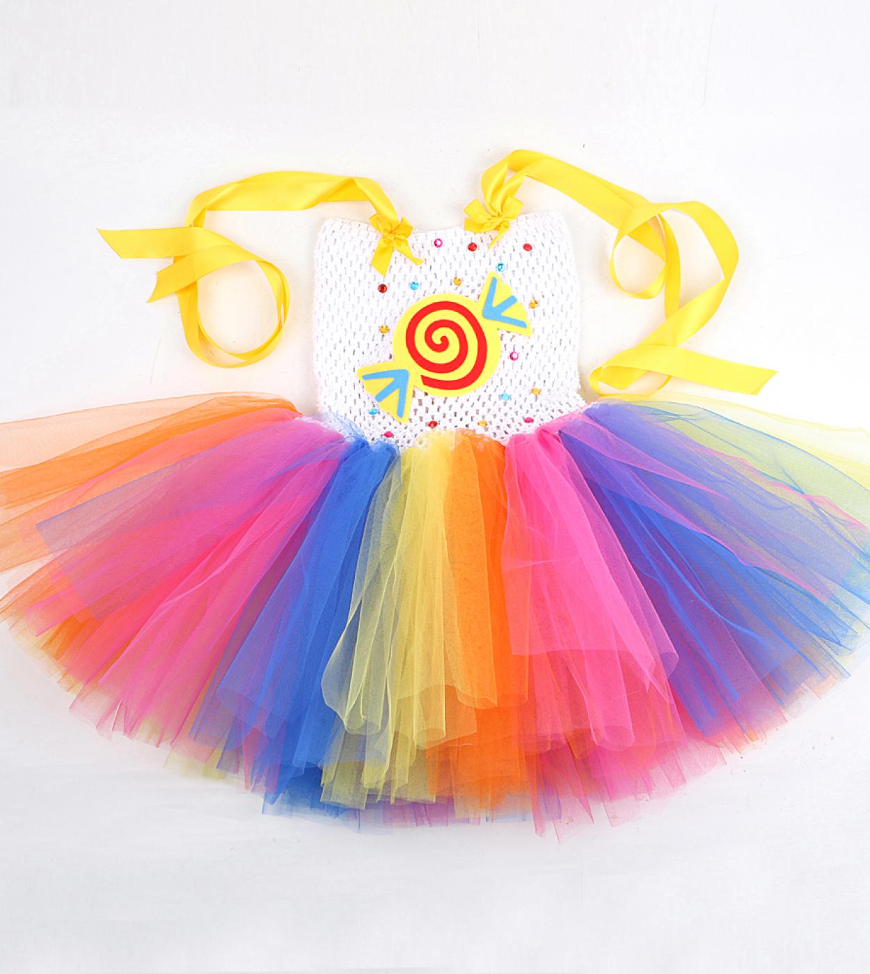 Candy Arcobaleno Vestito Dal Tutu di Compleanno Bambini della Molla Delle  Ragazze di Estate del Vestito