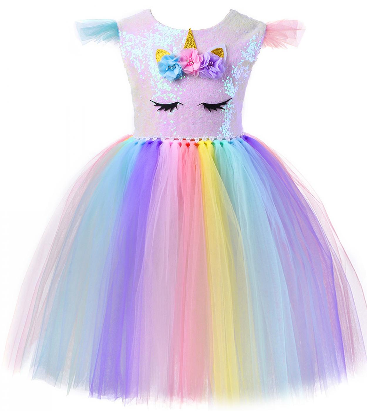 Abiti da principessa unicorno per ragazze Carnevale per bambini