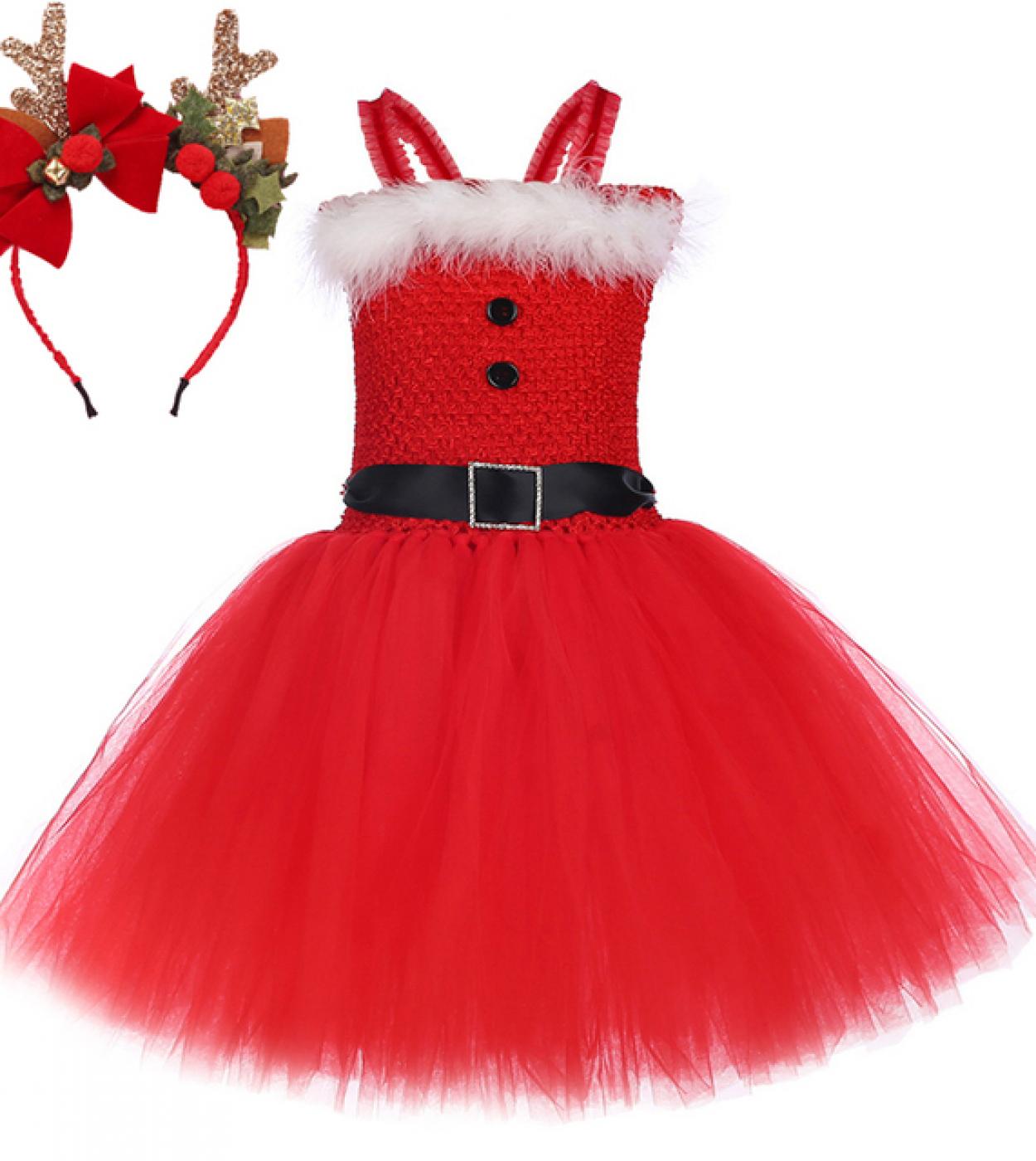 Vestido de tut de Navidad de Pap Noel para ni as disfraces de