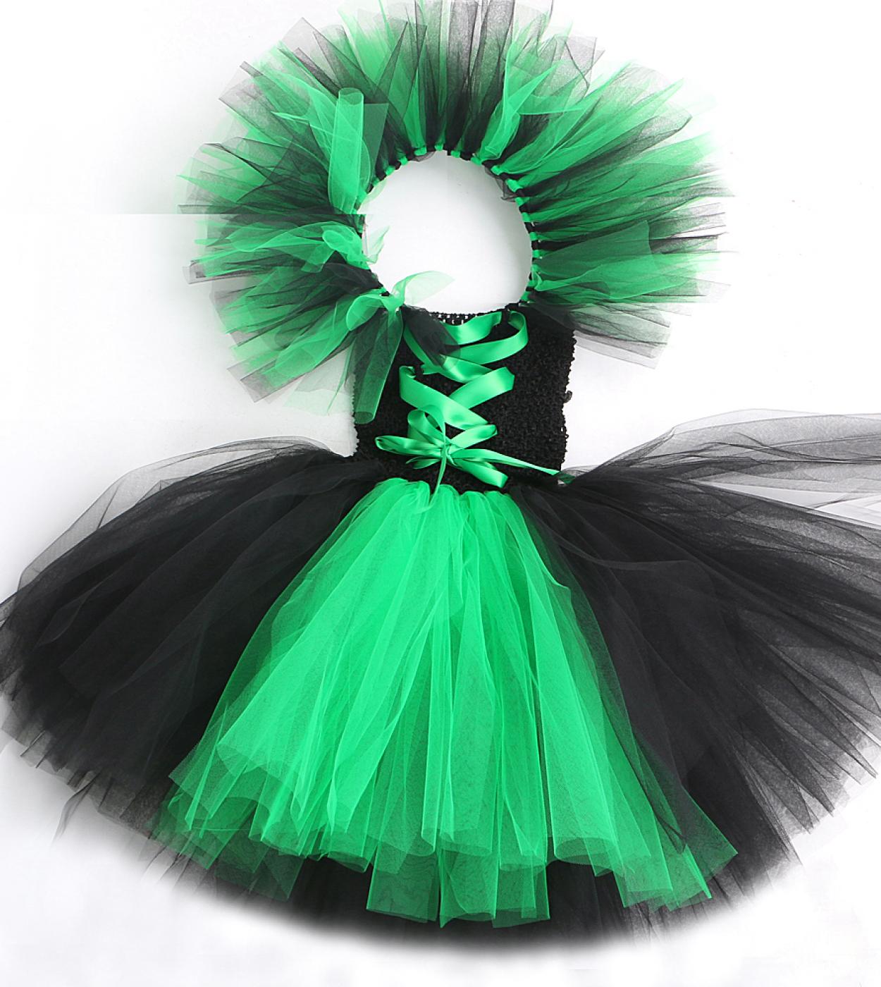 Costumi di Halloween della strega verde per ragazze Bambini Festa di  carnevale Vestito operato Tutu Vestito Bambini Abiti Cospla