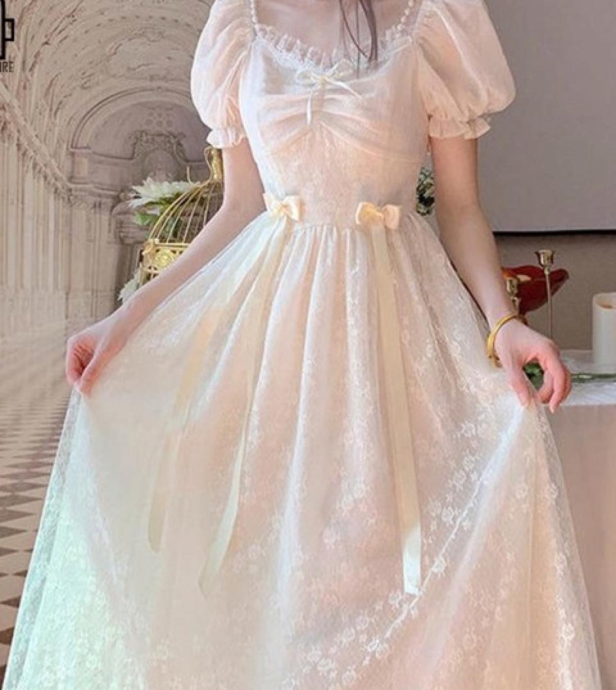 elegant princess dress women vintage laceup party long fairy dresses f