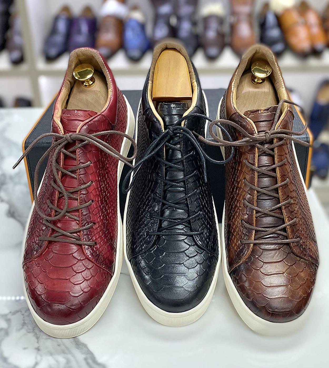 Zapatillas de deporte Zapatos de cuero para hombre Zapatos de hombre Zapatos de hombre de cuero genuino Tamaño 50 Zapatillas de