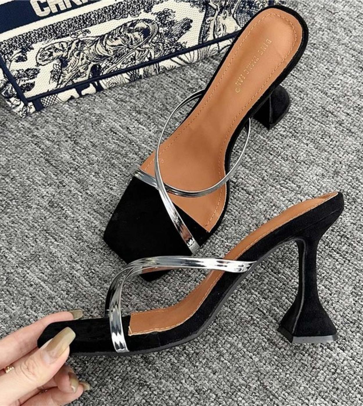 High heel clearance mule slippers