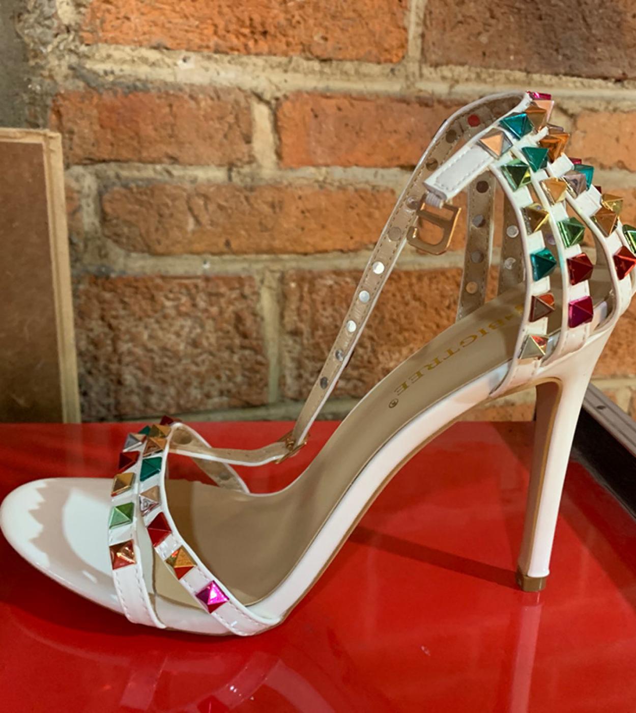 Gladiateur Sandales Hautes été Talons Fins Chaussures Plate-forme Mode Cristal Bordé Pompes Peep Orteil Cheville Boucle Sangle