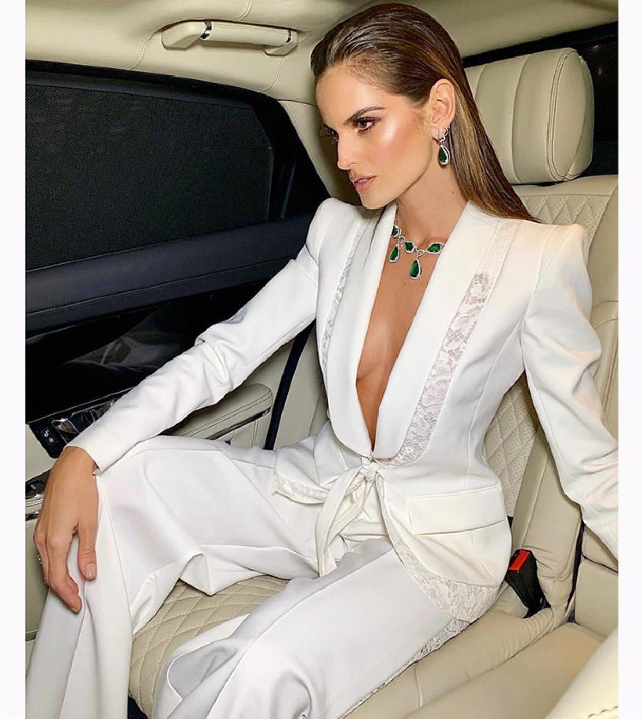 Conjunto de traje formal para mujer Blazers Pantalones Blanco Mujer Elegante  traje de pantalón blanco Blazer