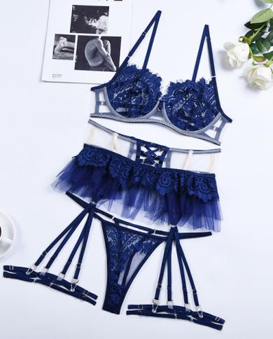 Yimunancy 3piece Bandage Bra Set Cut Out Lingerie Set Women Gothic Panty  Underwear Set Clubwear Bra Brief Sets