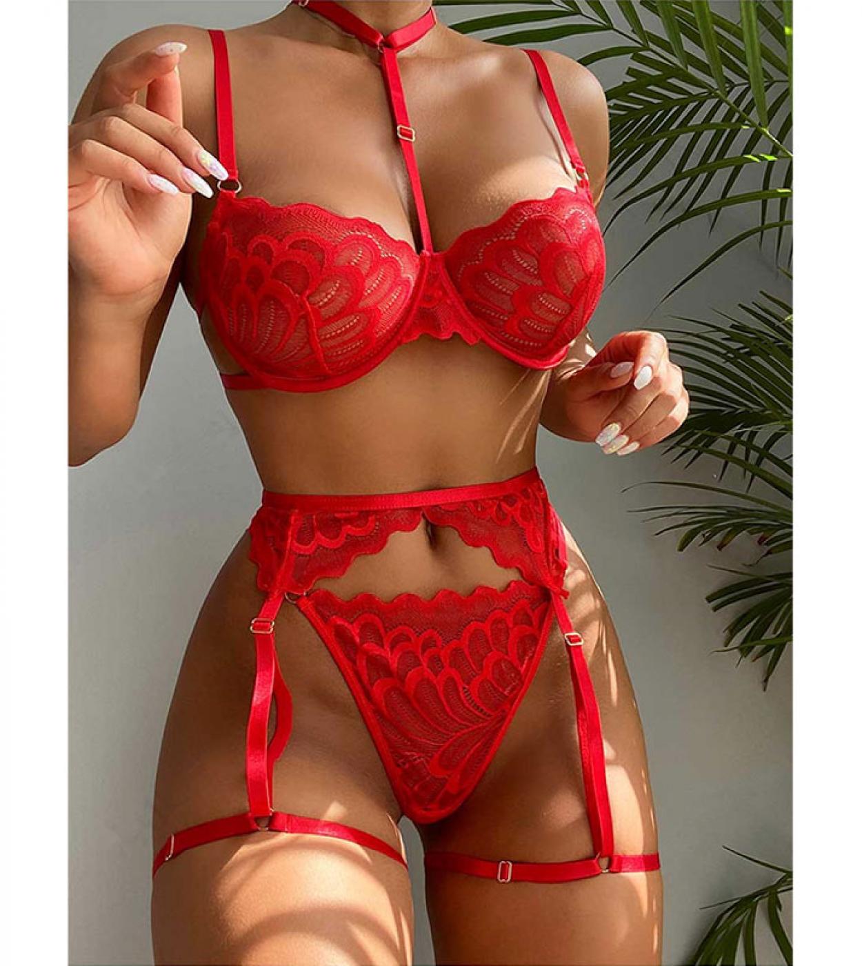 Sheer Lace Brapantiesgarters Net Babydoll O Costumes Women Hot Exotic Open  Bra Crotchless Lace Lingerie Set Babydoll