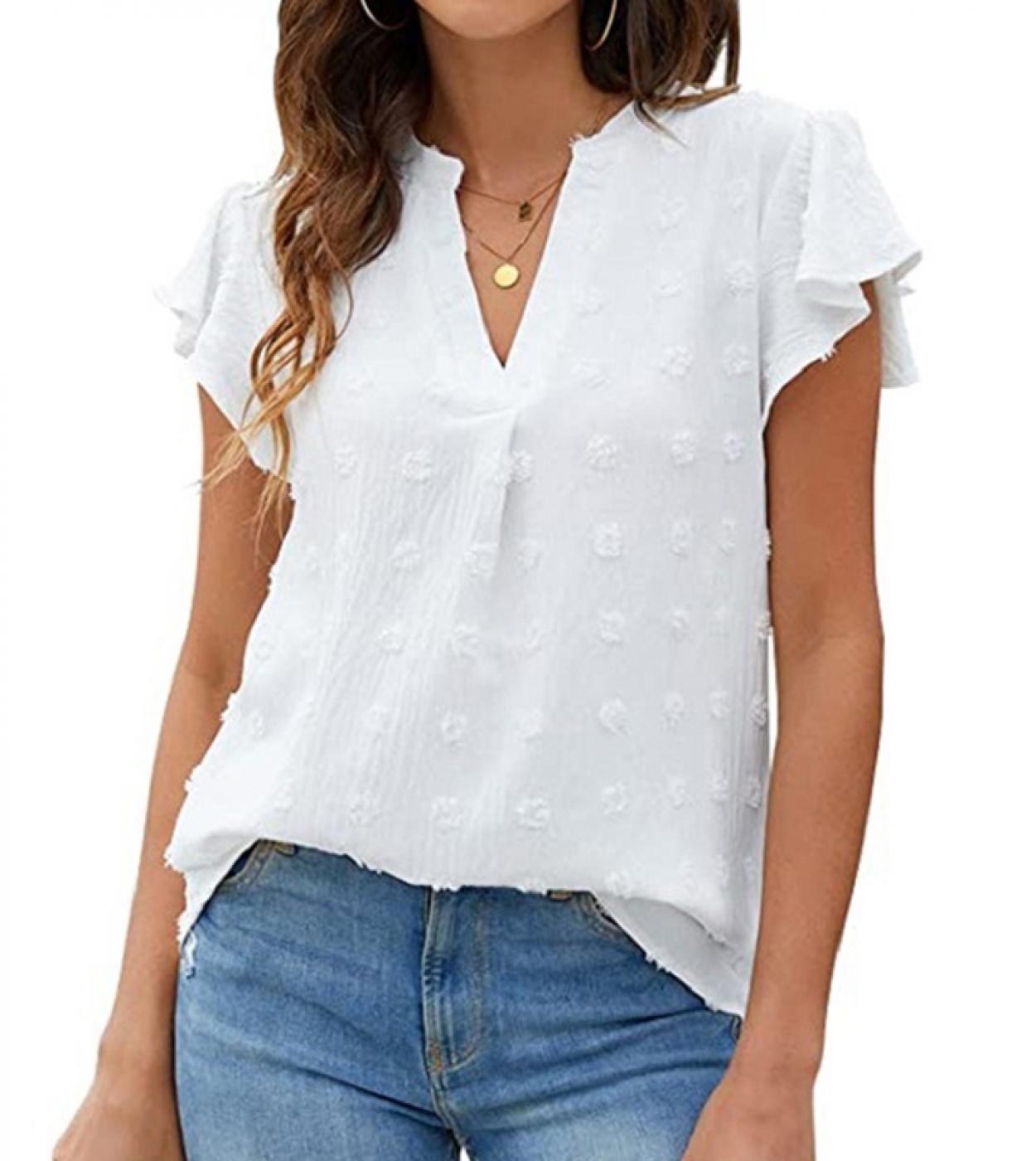 Compre Casual solto 5xl topos camisa 2023 verão moda com decote em v  bolinhas manga curta blusa roupas femininas blusas mujer 24916