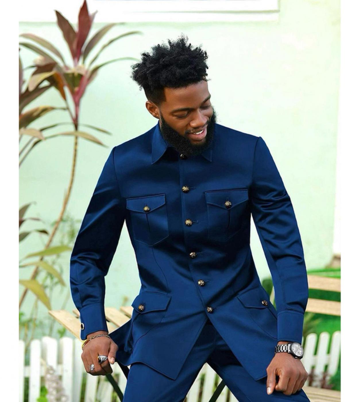 Royal Blue Mens Suits Tunic Top Handsome Mens Uniform Formal Business  Blazer Hombre Slim Fit Wedding Groom Tuxedo Costu