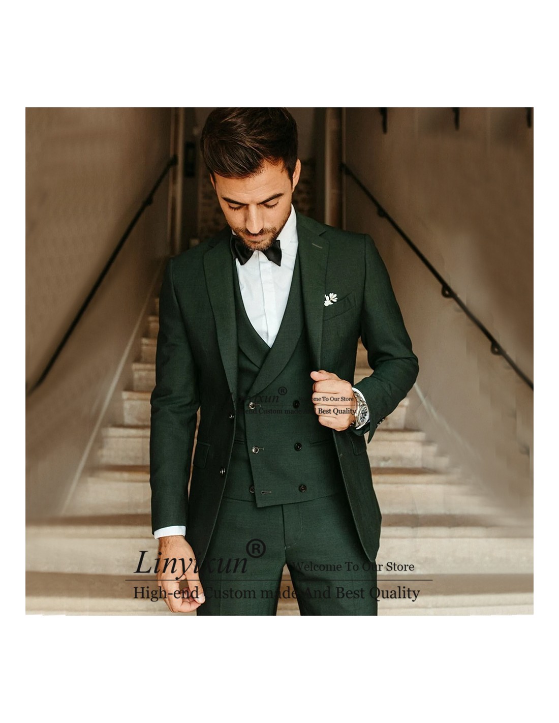 Completo Uomo 3 Pezzi Slim - Blazer, Gilet E Pantaloni - Business E Matrimoni - Foto 5