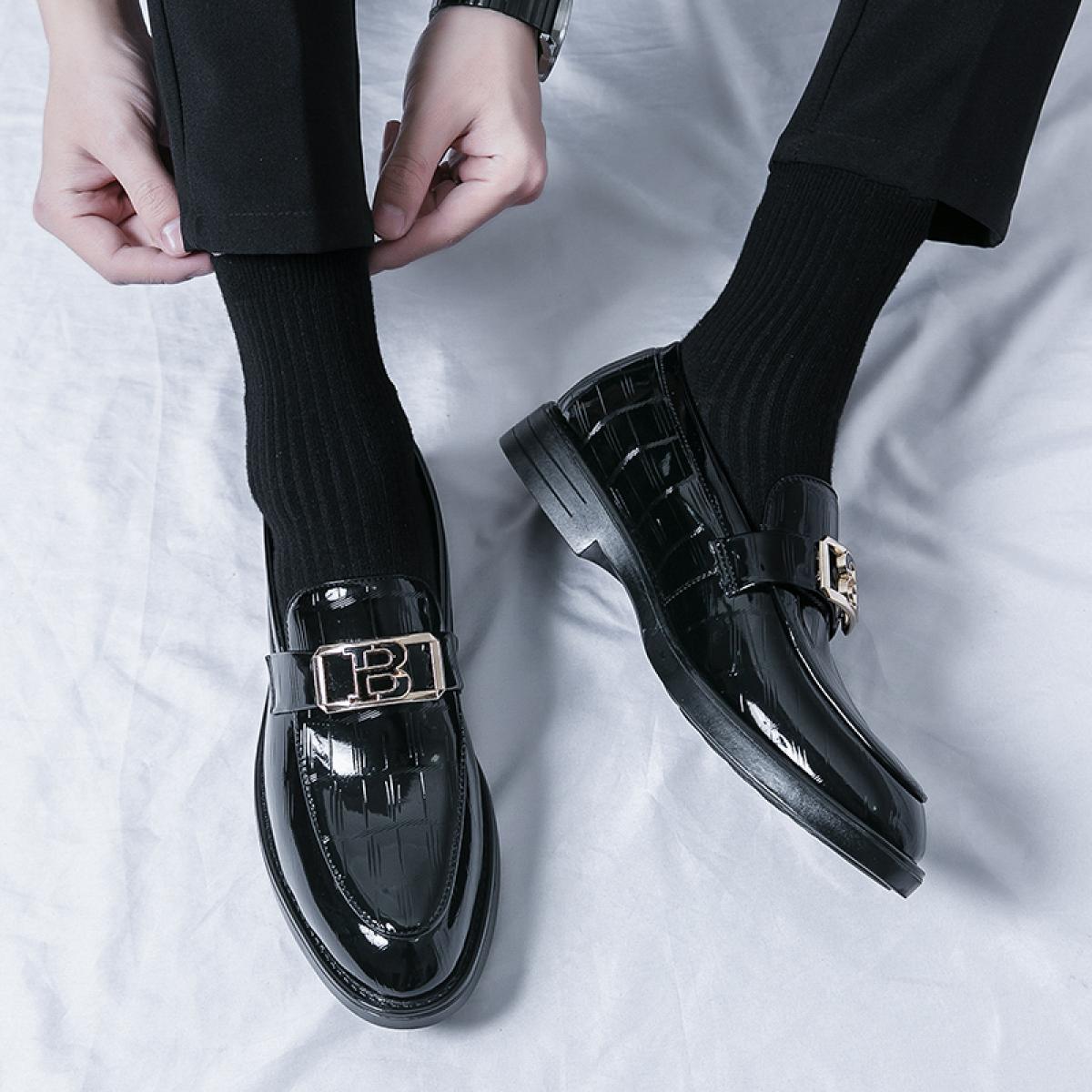 Chaussures Cuir Verni Homme - Mocassins à Enfiler Conduite - Chaussures Décontractées Élégantes