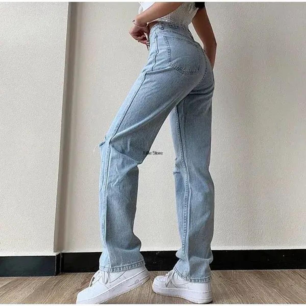 Womens Loose Fit Jeans 2022 Ripped Wide Leg For Women High Waist