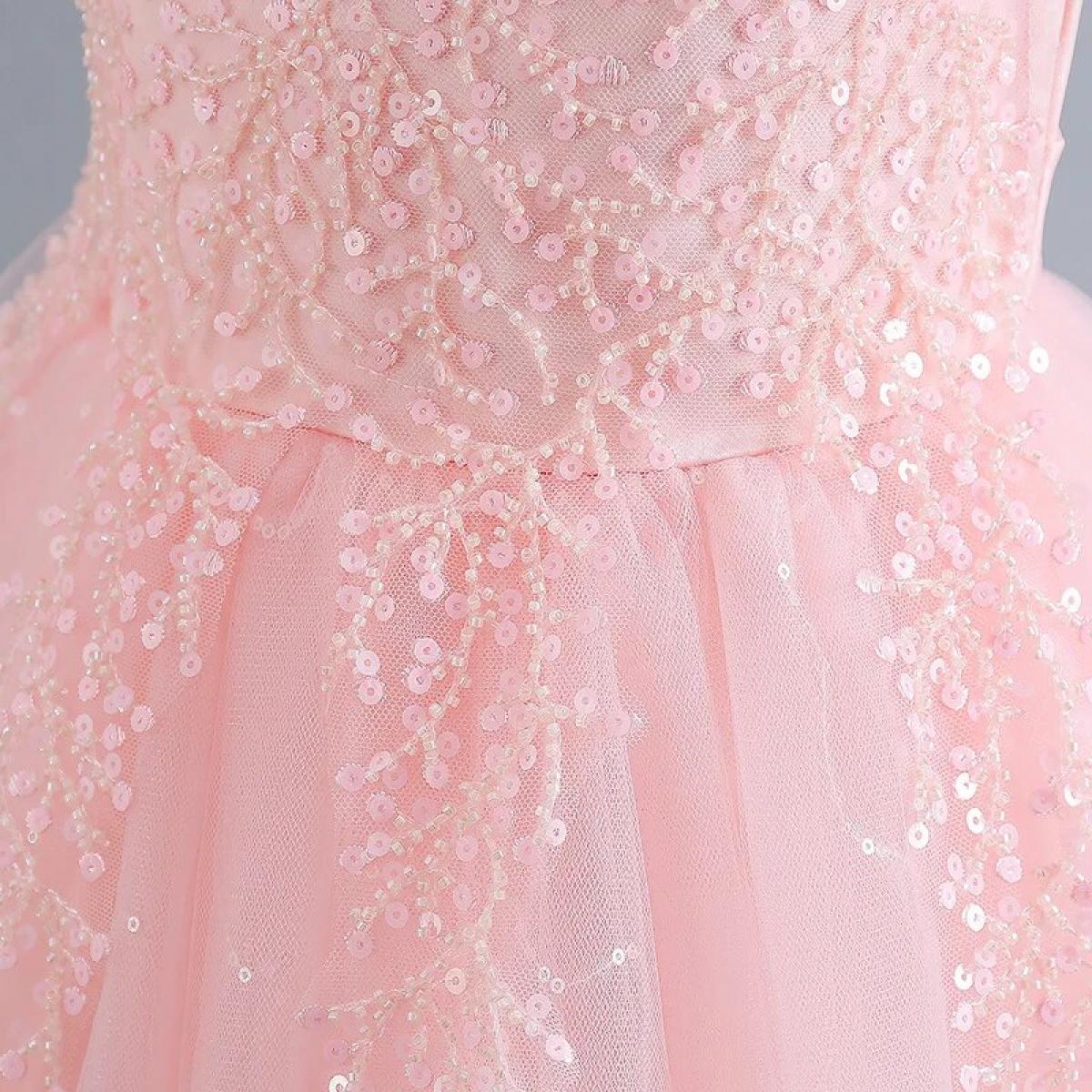 Vestido De Princesa Para Niña Con Flores Bordadas - Largo, De Tul, Para Bodas Y Fiestas, Talla 9-10 Años Rosa Arcoíris