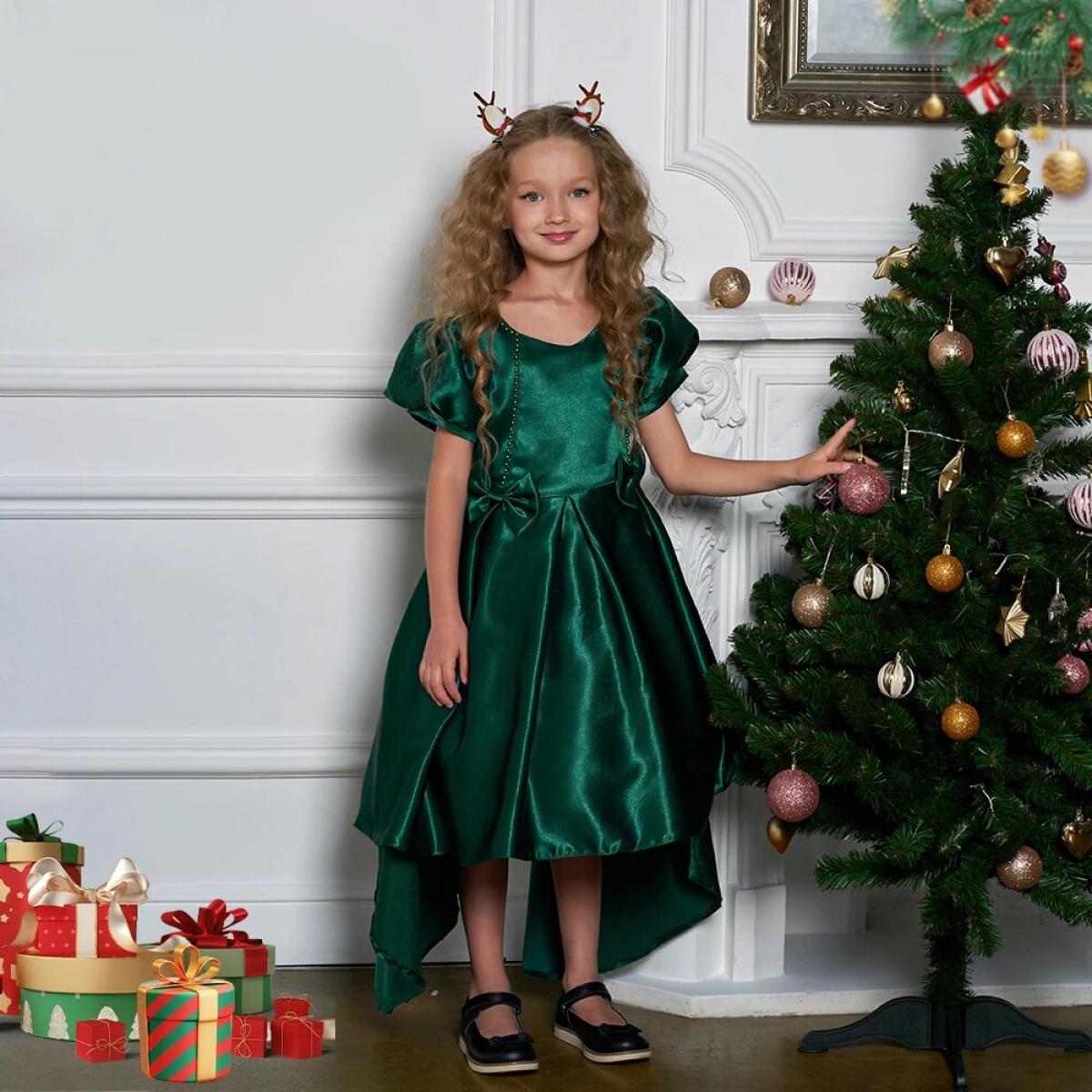 Robe De Princesse De Noël Pour Fille - Jupe Élégante Pour Soirée, Spectacle, Fêtes - En Mélange Coton