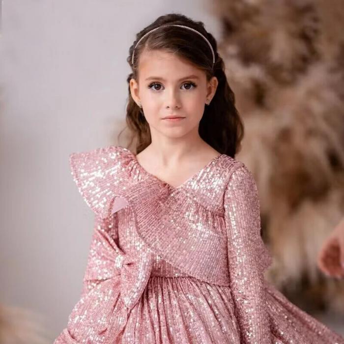 Robe Princesse Fille Pour Cérémonie - Manches Courtes, épaules Dénudées, Plissée Et élégante - Taille 7 à 12 Ans - Idéale Anniversaire, été, Soirée - 5
