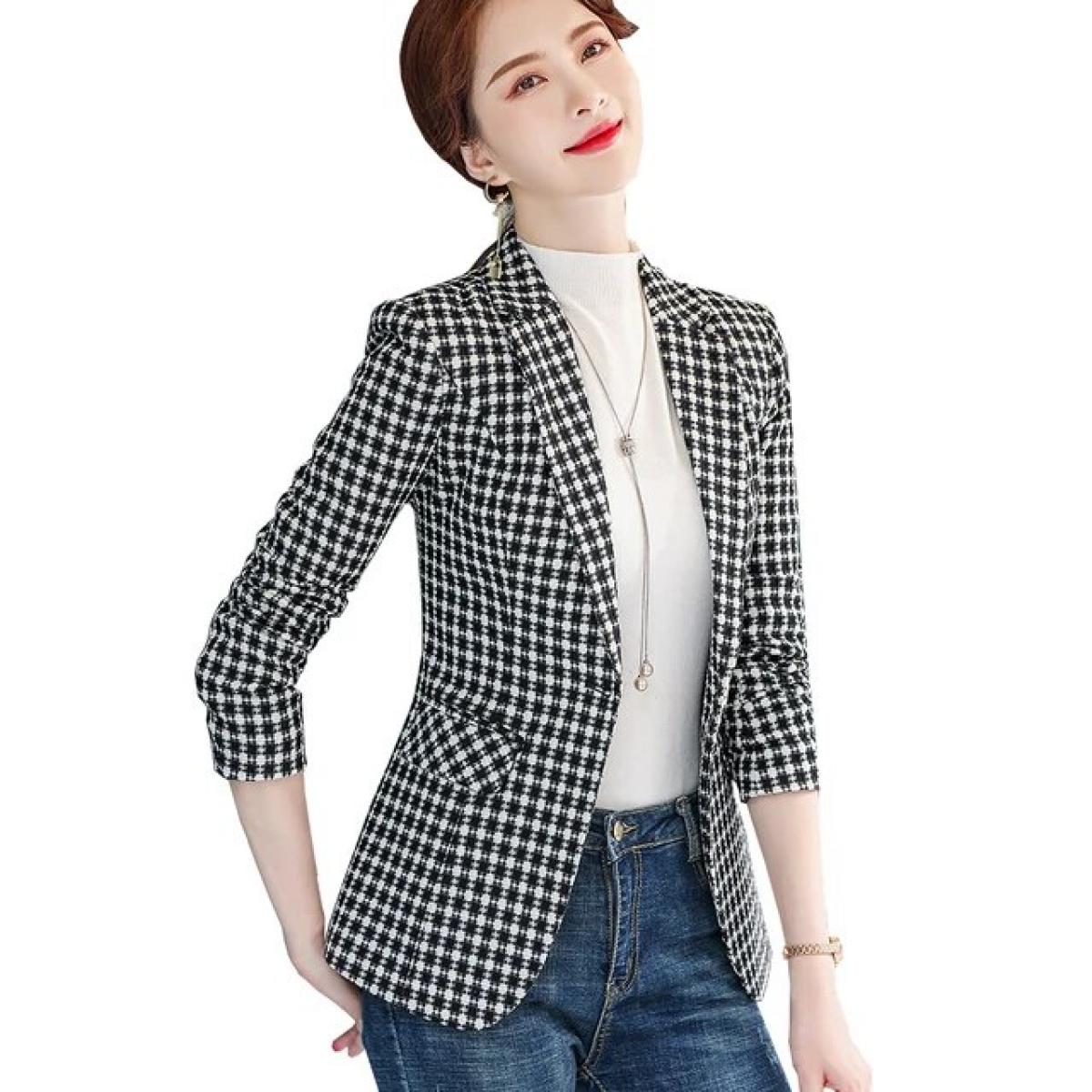 Yellow and black hot sale plaid blazer