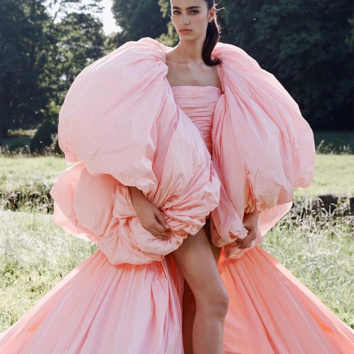 Pink dress with top shawl