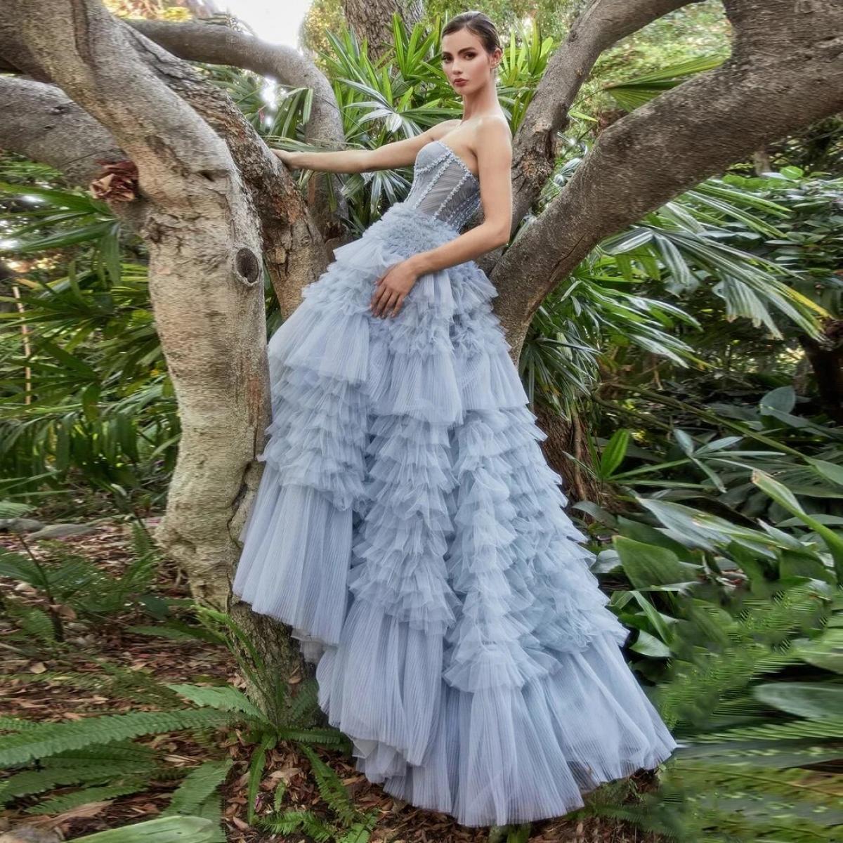 Vestido de Festa de Renda Camadas de Tule