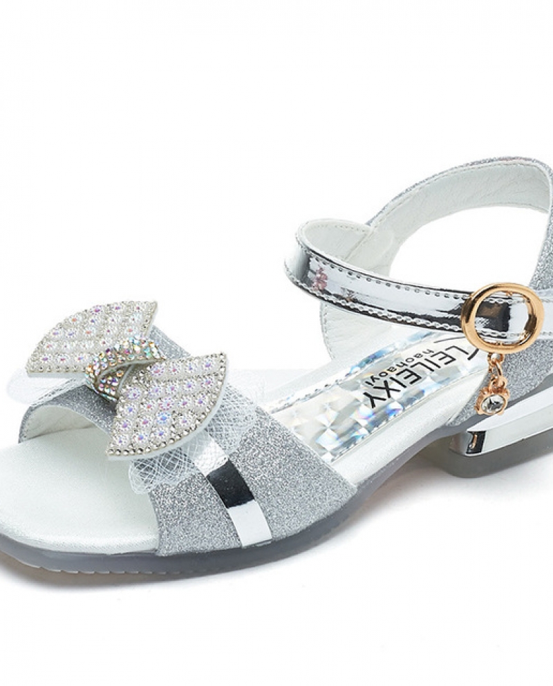 Sandalias plateadas brillantes para ni os para fiesta boda