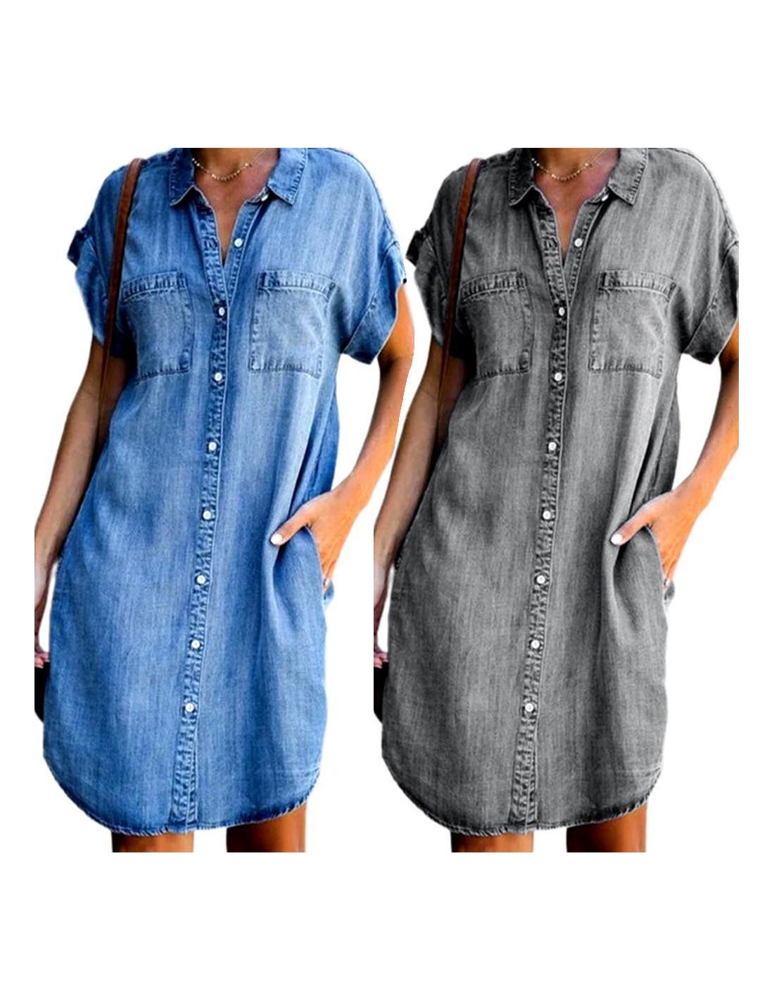 plus size short sleeve denim dress