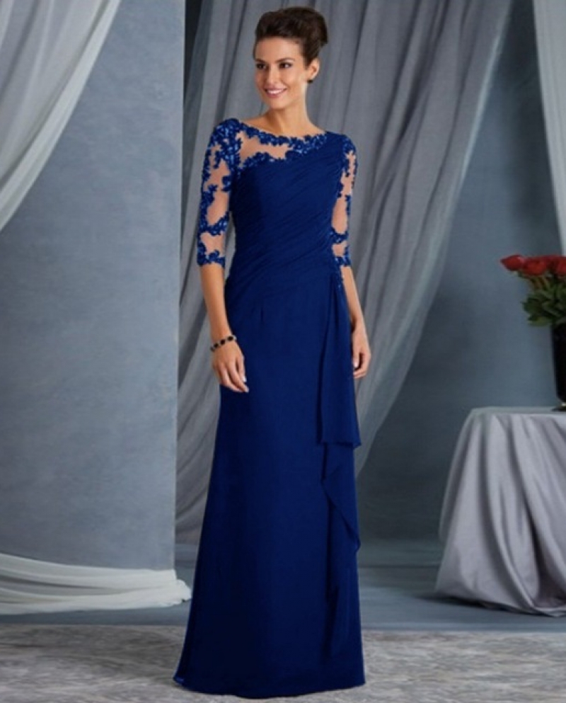 Vestido Vintage De dama De honor para Mujer, De encaje largo, cuello redondo transparente, manga media, Vestidos De Mujer, ropa Vestido Vintage De dama De honor para Mujer, De encaje largo, cuello redondo transparente, manga media, Vestidos De Mujer, ropa