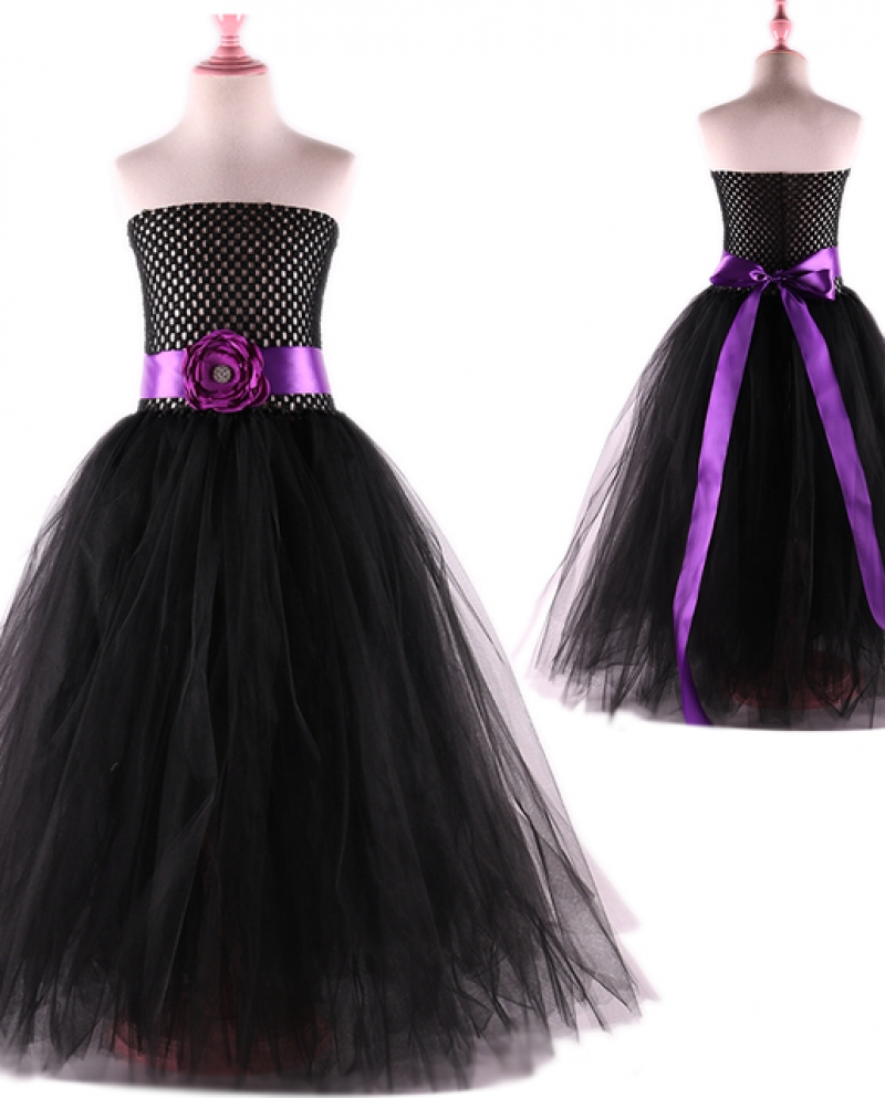 Vestido negro de flores para niñas, vestido elegante de baile de princesa,  vestido largo, vestido de tutú para niñas, vestidos d