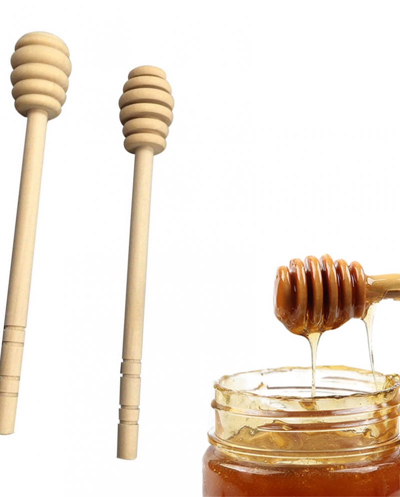Ballylelly Mini bâton en bois de miel bâton en bois barre de mélange de miel poignée de mélange pot cuillère cuillère de miel bâton de miel tige dagitation 