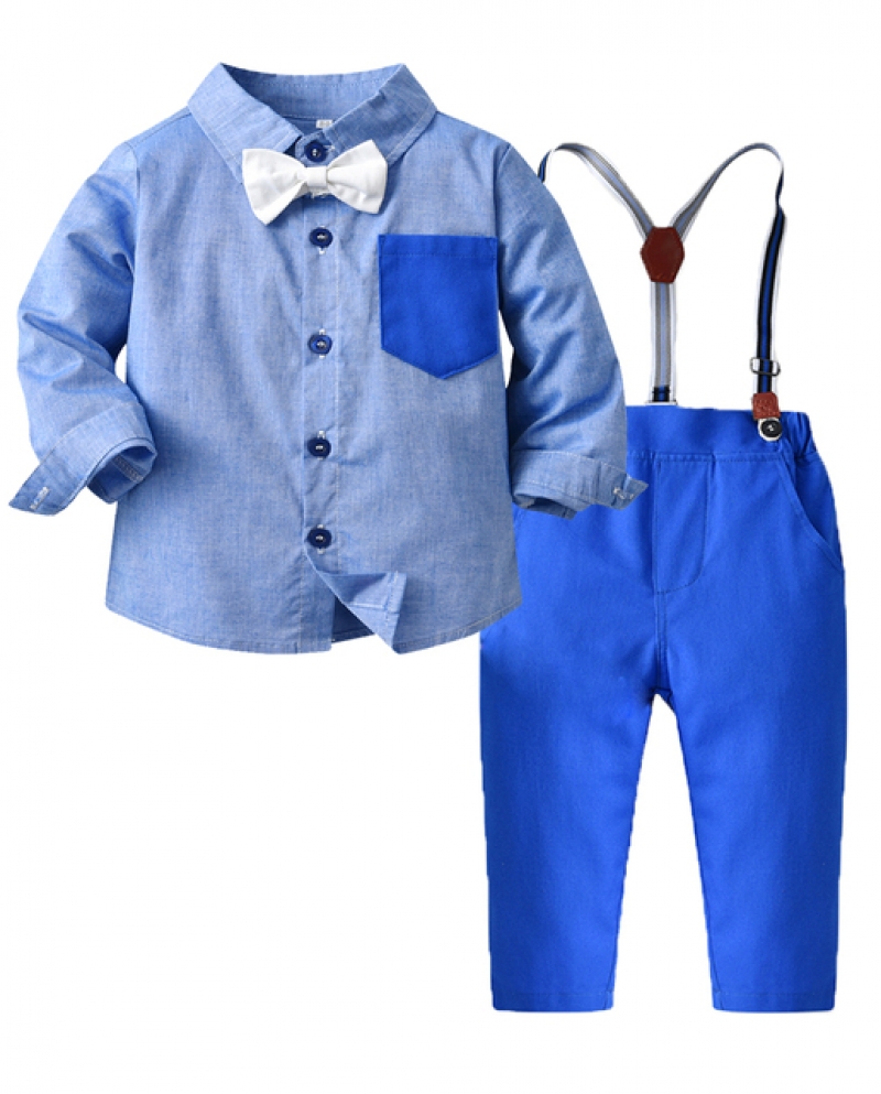 Conjunto azul de caballero para niños, disfraz de Festival para niños, ropa  de otoño y primavera para niños, traje Formal, panta