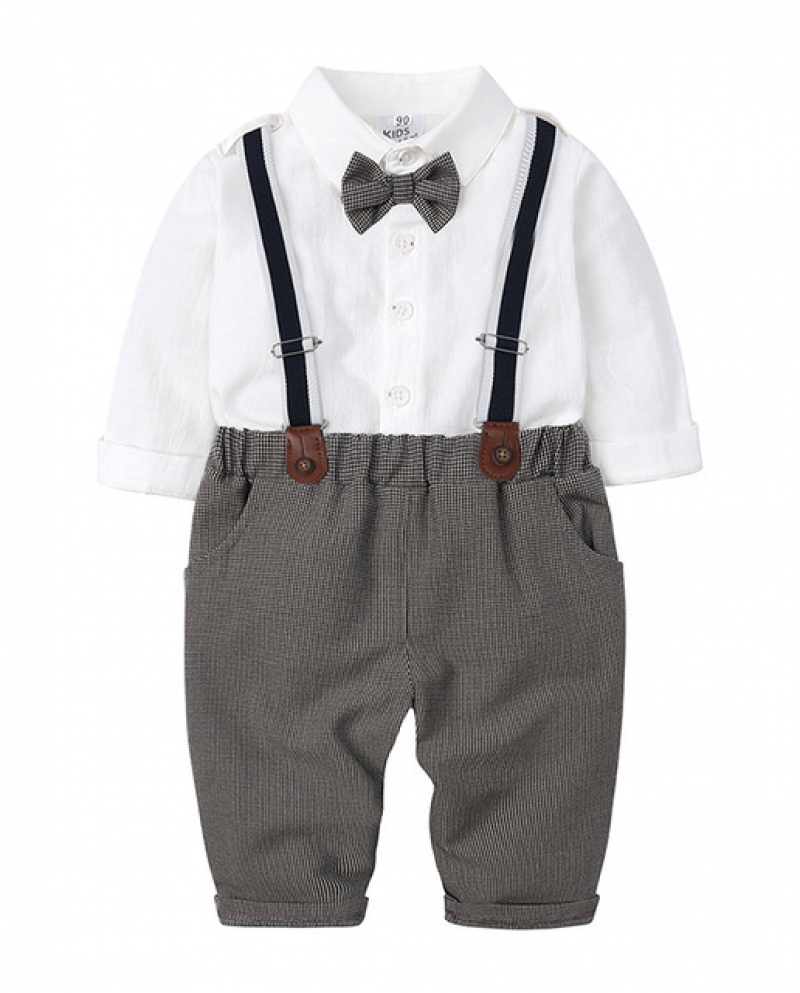 Ropa de caballero para niños de 1 a 5 años, trajes formales de primavera y  otoño para niños, conjunto de camisa blanca de manga