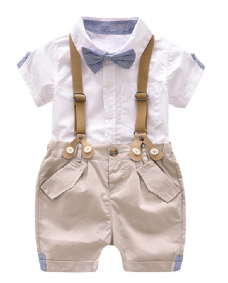 Ropa Formal para niños, conjunto de ropa para niños pequeños, traje de  verano para bebés, pantalones cortos, camisa para niños c