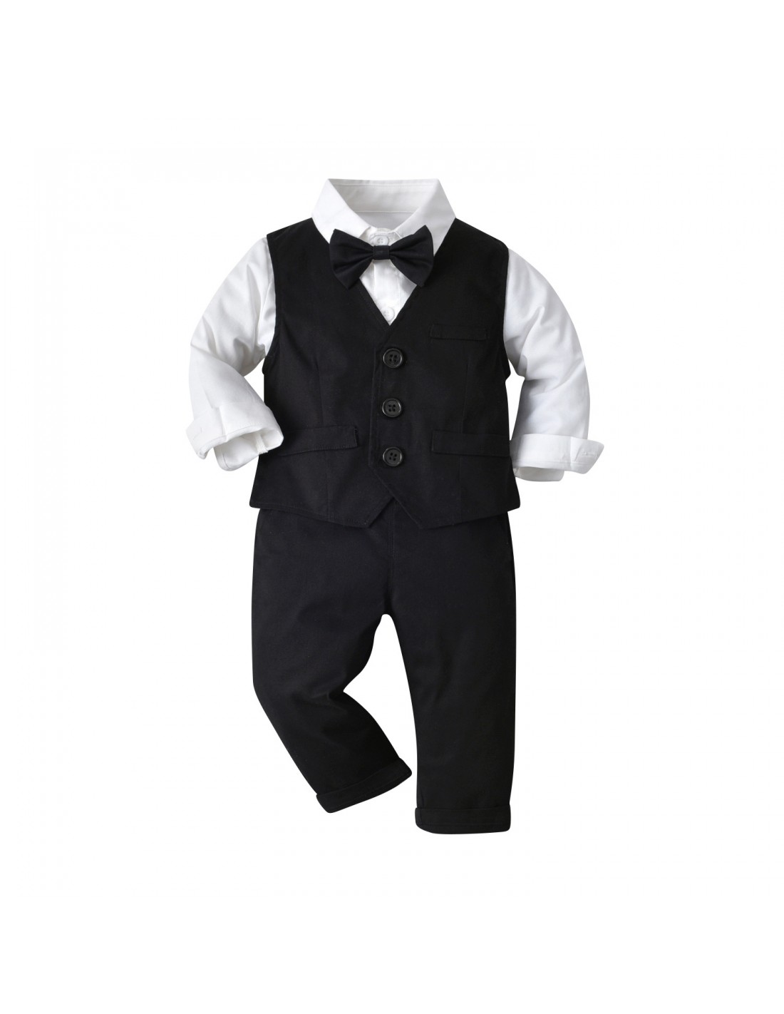 5pc Bebé Kid Niños Negro Pantalones Sombrero lazo negro chaleco de una  pieza trajes set, 4T, Negro/Negro